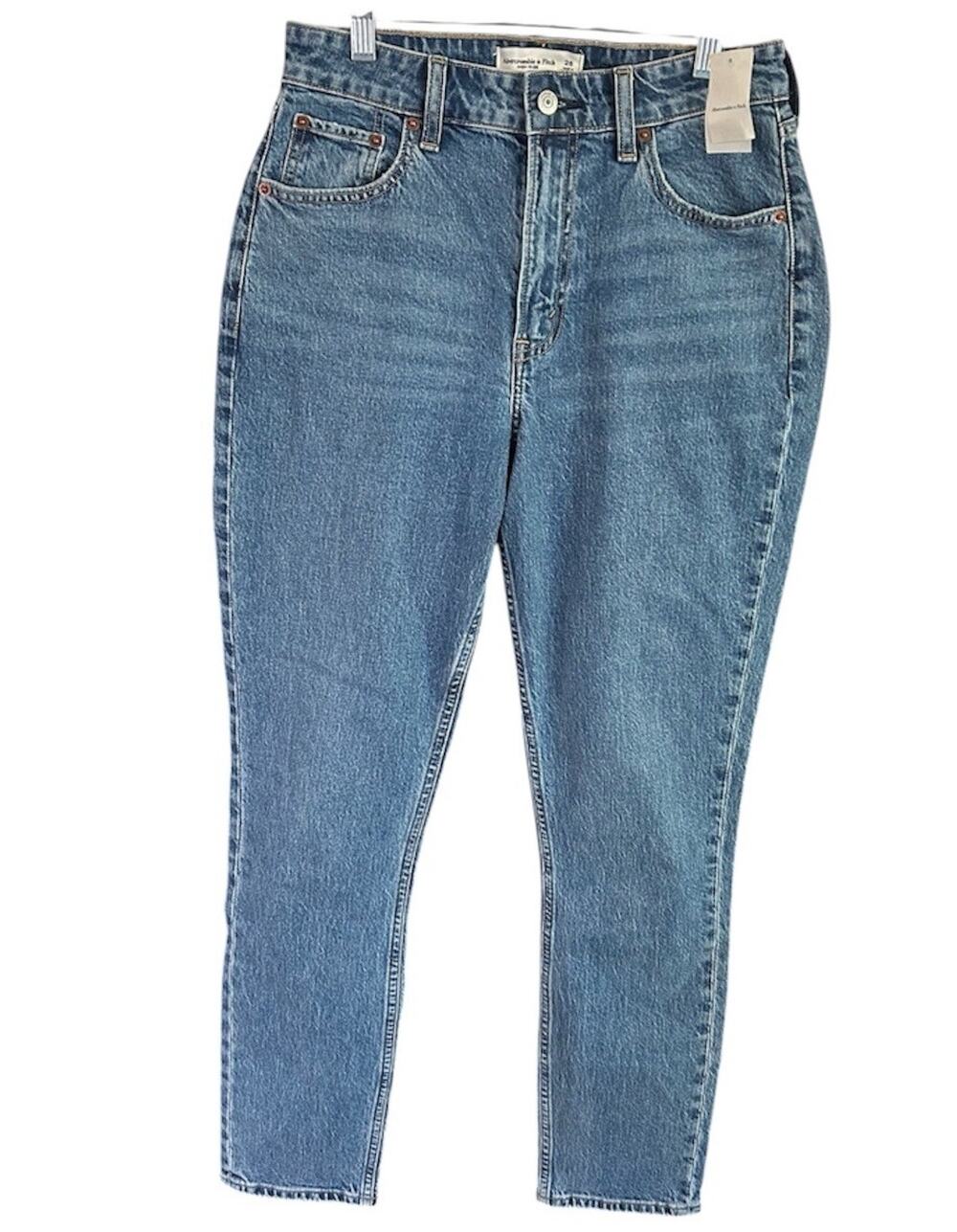 Abercrombie & Fitch Curve Love High Rise Straight Ankle Jeans Womens 26 NWT Blue